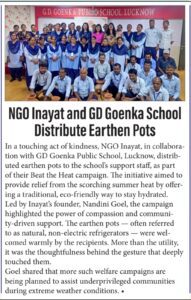 NGO ‘Inayat’ Distributes Earthen Pots to School img 2