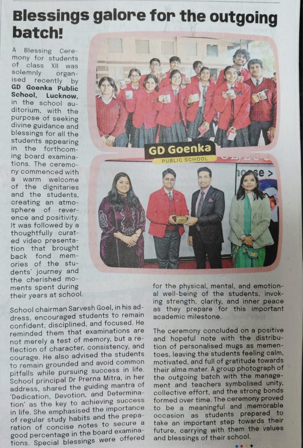 Blessings and Farewell for Class XII Students - GD Goenka Public School ...