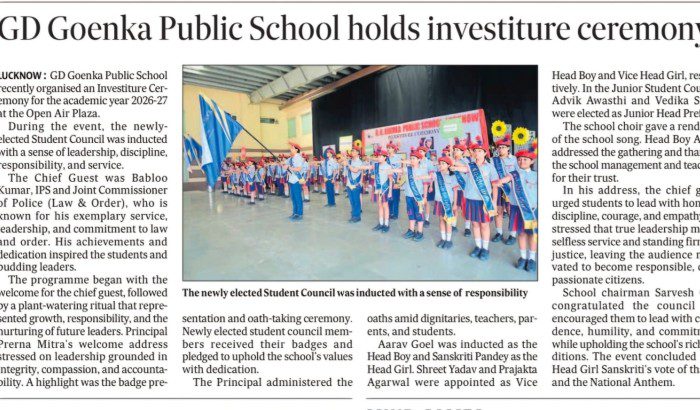 Investiture Ceremony 2026 Nurturing Future Leaders at GD Goenka Public School